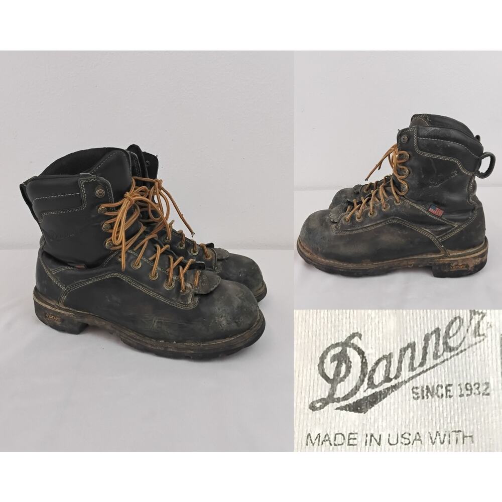 Danner Quarry USA 8" Work Boots Men's 9.5 Black Leather Goretex *W4746
